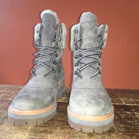 Timberland Womens 7 Courmayeur Valley Boot Waterproof 6" w/ Shearling Gray - Picture 4 of 12
